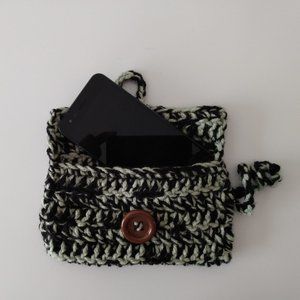 Serenity and Luxe Black & Mint Green Crochet Phone Case - BRAND NEW